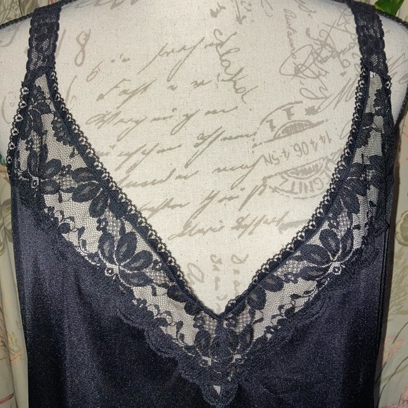 Vintage 80s 90s Maidenform Camisole Lingerie Sleepwear Black Lace sz 40 - Picture 4 of 9
